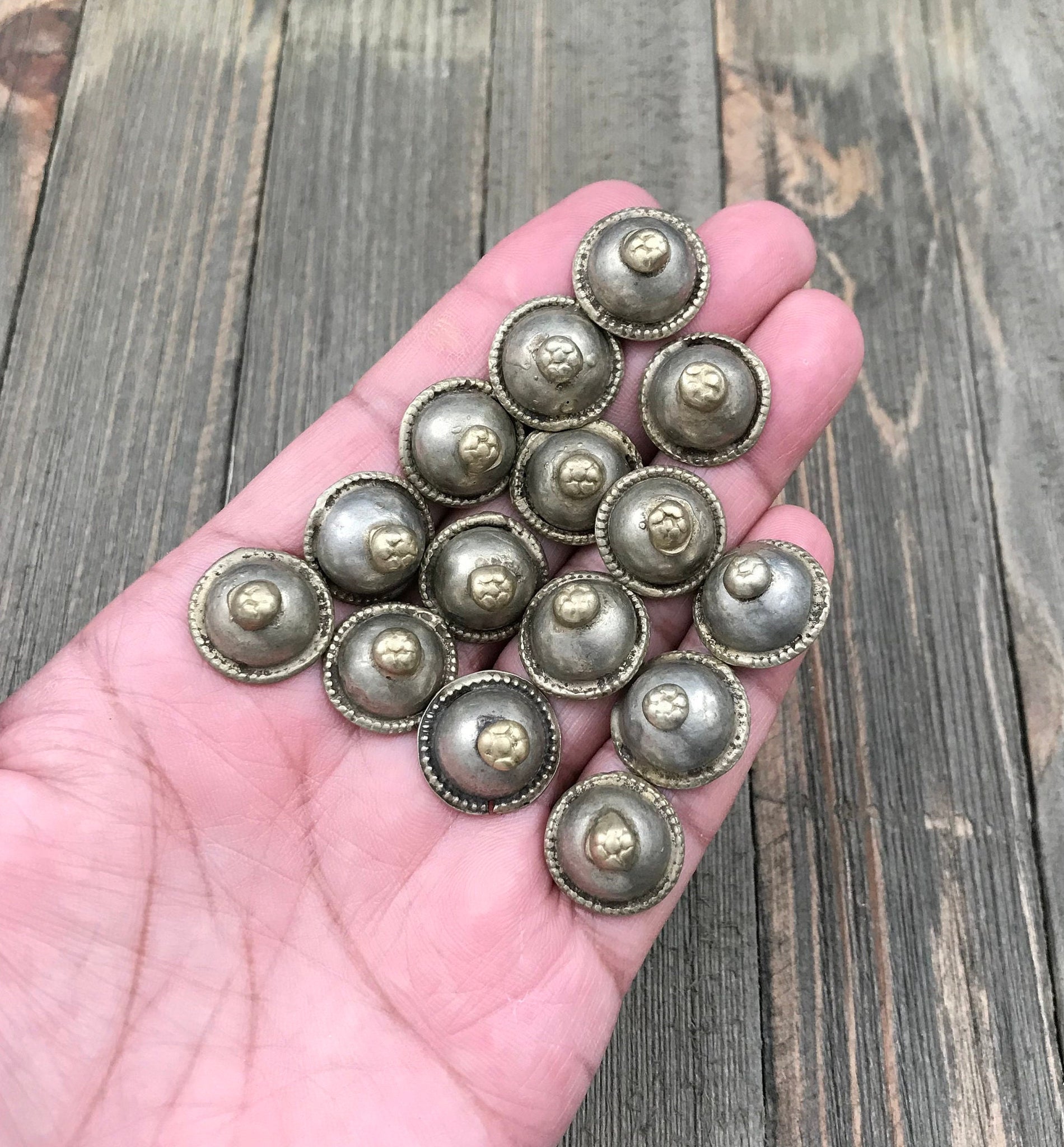 15 Almost Same Similar Vintage Buttons Belly Dancing Costume Supply Dress Tribal Kuchi Afghan Handmade Antique Bohemian Jewelry Findings