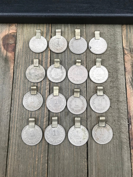 16 X Large Very Similar Almost Same Vintage Coin Pendants Afghan Kuchi Tribal DIY Belly Dancing Costume Supplies Bohemian Jewelry Findings