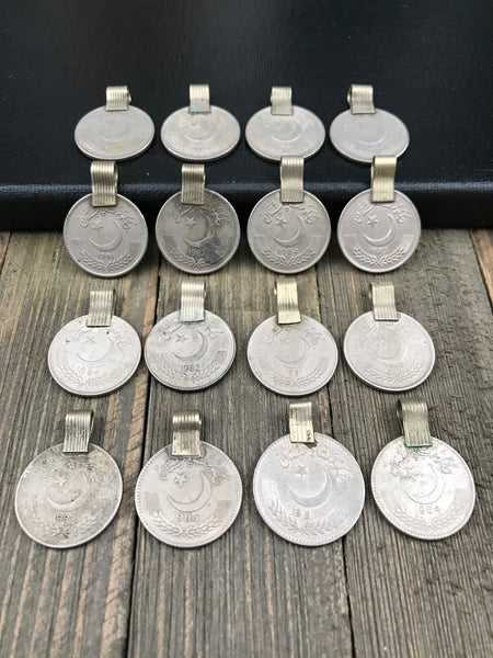 16 X Large Very Similar Almost Same Vintage Coin Pendants Afghan Kuchi Tribal DIY Belly Dancing Costume Supplies Bohemian Jewelry Findings