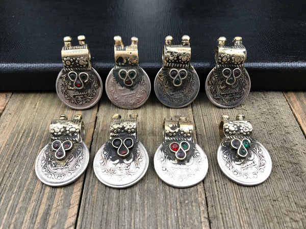 Set Of 8 Vintage Coin Pendants DIY Belly Dance Costume Supply Banjara Dress Traditional Ethnic Afghan Kuchi Tribal Bohemian Jewelry Findings