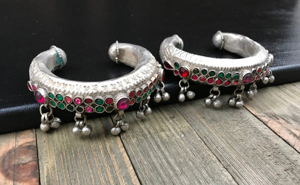 Pair Of Rare Afghan Tribal Kuchi Cuffs Ethnic Antique Traditional Vintage Handmade Bracelets Bohemian Unique Belly Dance Bangle jewelry Gift