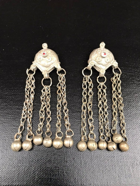 Pair Of Vintage Afghan Kuchi Tribal Pendants DIY Belly Dancing Costume Supply Traditional Ethnic Antique Necklace Bohemian Jewelry Findings.