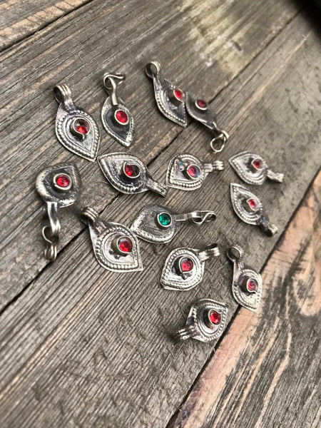 14 Silver Charms Belly Dance Costume Supply Dress Designing Tribal Kuchi Afghan Traditional Ethnic Handmade DIY Bohemian Jewelry Findings