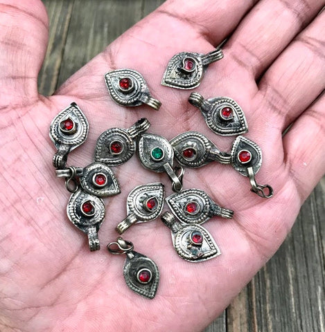 14 Silver Charms Belly Dance Costume Supply Dress Designing Tribal Kuchi Afghan Traditional Ethnic Handmade DIY Bohemian Jewelry Findings