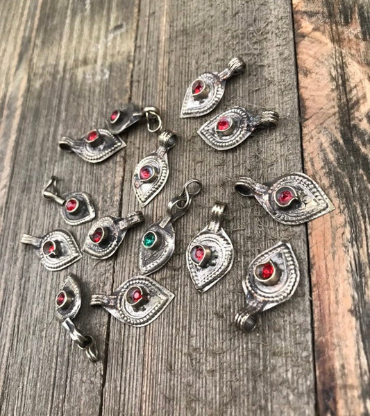 14 Silver Charms Belly Dance Costume Supply Dress Designing Tribal Kuchi Afghan Traditional Ethnic Handmade DIY Bohemian Jewelry Findings