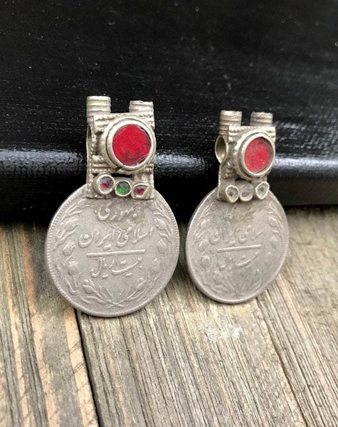 Pair Of Vintage Coin Pendants DIY Belly Dance Costume Supply Banjara Dress Traditional Ethnic Afghan Kuchi Tribal Bohemian Jewelry Findings.