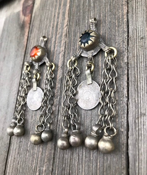 Pair Of Vintage Coin Pendants DIY Belly Dancing Costume Supply Old Traditional Ethnic Antique Afghan Kuchi Tribal Bohemian Jewelry Findings.