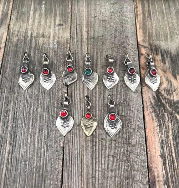 10 Silver Charms Belly Dance Costume Supply Dress Designing Tribal Kuchi Afghan Traditional Ethnic Handmade DIY Bohemian Jewelry Findings