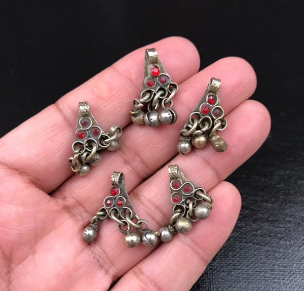 5 Vintage Charms Belly Dancing Costume Supply Antique Pendants Banjara Dress Designing Tribal Kuchi Afghan DIY Bohemian Jewelry Findings.