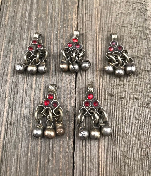 5 Vintage Charms Belly Dancing Costume Supply Antique Pendants Banjara Dress Designing Tribal Kuchi Afghan DIY Bohemian Jewelry Findings.
