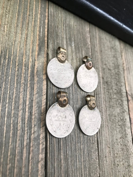 4 Large Almost Same Especially Selected Rare Vintage Coin Pendant DIY Antique Belly Dance Costume Dress Supply Bohemian Jewelry Findings.