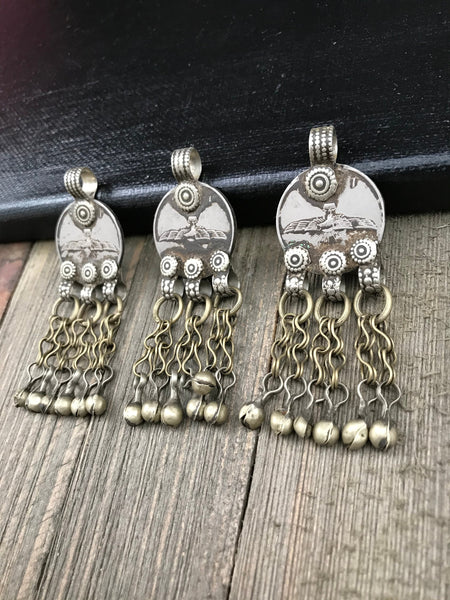 3 Vintage Coin Pendants DIY Belly Dancing Costume Supply Dress Design Antique Charms Banjara Afghan Kuchi Tribal Bohemian Jewelry Findings