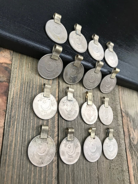 16 X Large Very Similar Almost Same Vintage Coin Pendants Afghan Kuchi Tribal DIY Belly Dancing Costume Supplies Bohemian Jewelry Findings