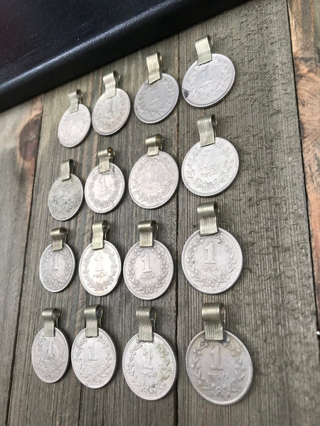 16 X Large Very Similar Almost Same Vintage Coin Pendants Afghan Kuchi Tribal DIY Belly Dancing Costume Supplies Bohemian Jewelry Findings