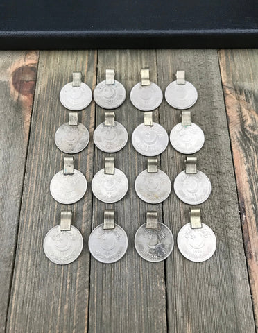 16 X Large Very Similar Almost Same Vintage Coin Pendants Afghan Kuchi Tribal DIY Belly Dancing Costume Supplies Bohemian Jewelry Findings