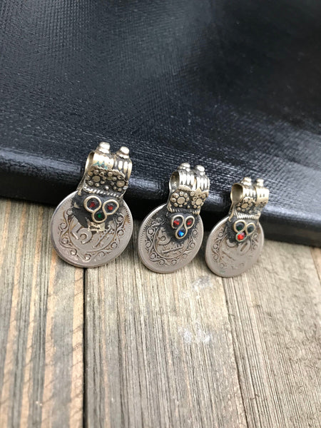 Set Of 3 Vintage Coin Pendants DIY Belly Dance Costume Supply Banjara Dress Traditional Ethnic Afghan Kuchi Tribal Bohemian Jewelry Findings