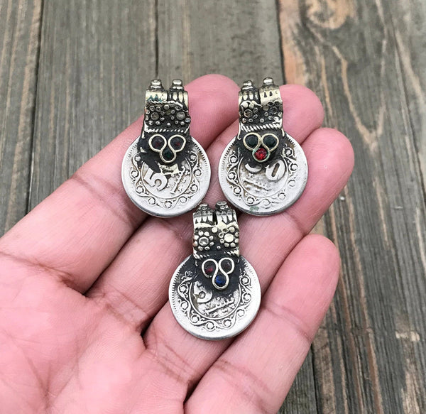 Set Of 3 Vintage Coin Pendants DIY Belly Dance Costume Supply Banjara Dress Traditional Ethnic Afghan Kuchi Tribal Bohemian Jewelry Findings