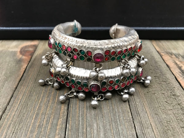 Pair Of Rare Afghan Tribal Kuchi Cuffs Ethnic Antique Traditional Vintage Handmade Bracelets Bohemian Unique Belly Dance Bangle jewelry Gift