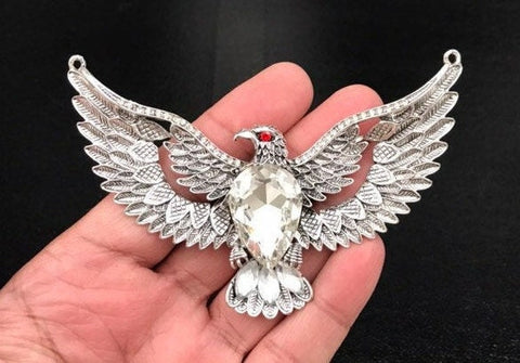 Huge Eagle Pendant Antique Silver Color Big Wings Flying Eagle Bird Gothic Punk Yoga Mala Party Statement Necklace Bohemian Jewelry Findings