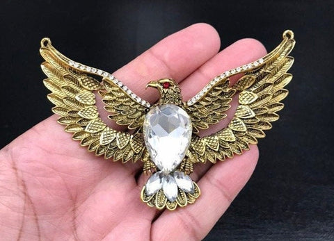 Huge Eagle Pendant Antique Gold Color Big Wings Flying Eagle Bird Gothic Punk Yoga Mala Party Statement Necklace Bohemian Jewelry Findings.