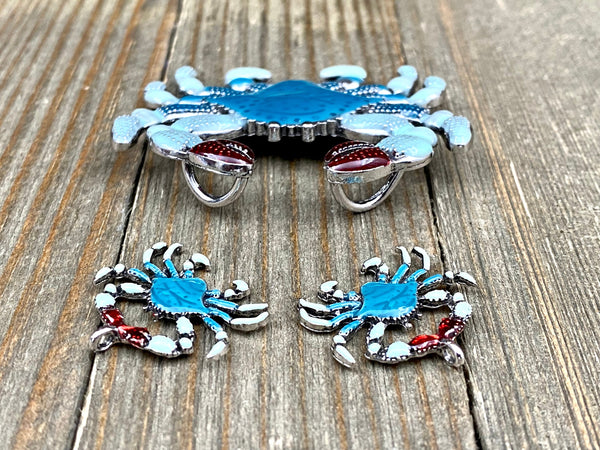 Blue Crab Charms Enamel diy Silver Crab Lover's Seafood Lover's Beach Lover's Pendants Earrings Bracelets Anklet Yoga Mala Necklace Findings