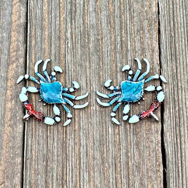 2 Blue Crab Charms Silver Blue Enamel Crab Pendants Crab Lover's Seafood Lover's Beach Lover's Earrings Bracelets Anklets Yoga Mala Necklace