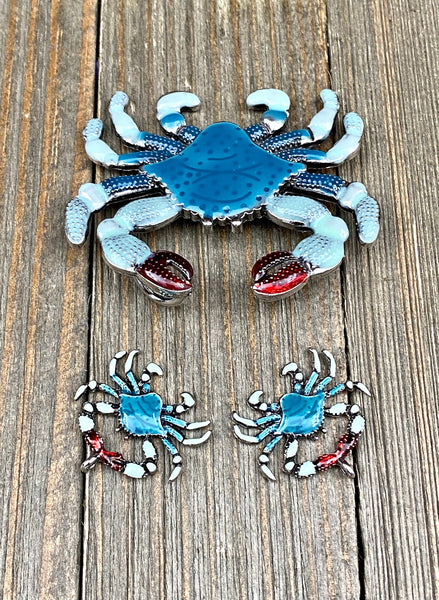 Blue Crab Charms Enamel diy Silver Crab Lover's Seafood Lover's Beach Lover's Pendants Earrings Bracelets Anklet Yoga Mala Necklace Findings