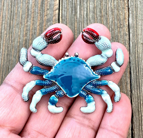 Blue Crab Pendant Crab Lover's Seafood Lover's Beach Lover's Charm Long Sweater Yoga Mala Necklace Bohemian Jewelry Findings