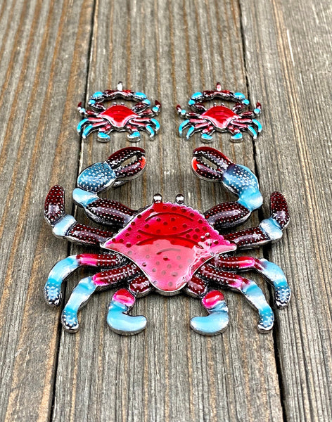 Red Crab Charms Blue Enamel diy Silver Crab Pendants Crab Lover's Seafood Lover's Beach Lover's Earrings Bracelets Anklet Yoga Mala Necklace