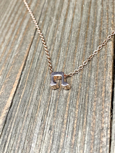 High Quality Rose Gold plated Music Note pendant in dainty chain Non Tarnish No Fade Water proof minimalist Stainless Steel necklace Jewelry