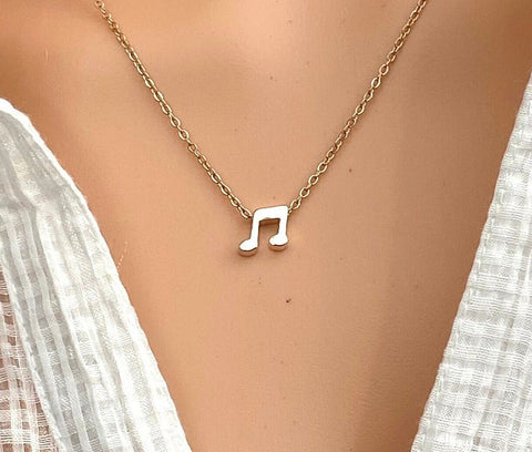 High Quality Rose Gold plated Music Note pendant in dainty chain Non Tarnish No Fade Water proof minimalist Stainless Steel necklace Jewelry
