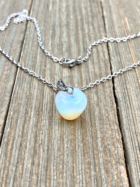 An Eye catching Apple Shape Opal stone Pendant Necklace with High Quality Non Fade Non Tarnish Non Rust Hypoallergenic Stainless Steel chain